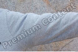 Arm Head Man White Casual Sports Sweatshirt Overweight Bald Street photo references